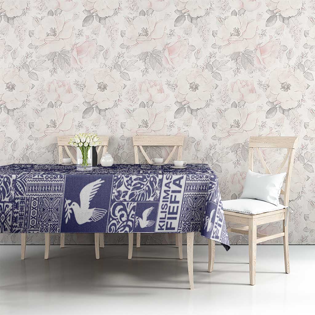 Blue Tonga Kilisimasi Fiefia Tablecloth Pacific Patchwork Xmas Vibes - Polynesian Pride