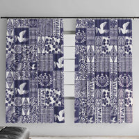 Blue Tonga Kilisimasi Fiefia Window Curtain Pacific Patchwork Xmas Vibes - Polynesian Pride