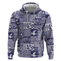 Blue Tonga Kilisimasi Fiefia Zip Hoodie Pacific Patchwork Xmas Vibes - Polynesian Pride