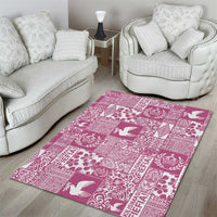 Pink Tonga Kilisimasi Fiefia Area Rug Pacific Patchwork Xmas Vibes - Polynesian Pride