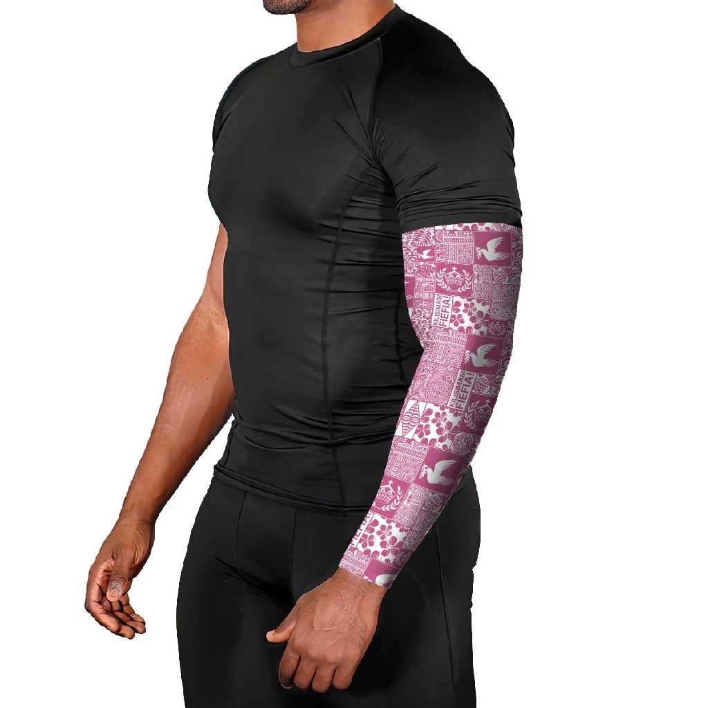 Pink Tonga Kilisimasi Fiefia Arm Sleeves Pacific Patchwork Xmas Vibes - Polynesian Pride