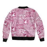Pink Tonga Kilisimasi Fiefia Bomber Jacket Pacific Patchwork Xmas Vibes - Polynesian Pride