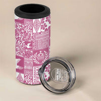 Pink Tonga Kilisimasi Fiefia 4 in 1 Can Cooler Tumbler Pacific Patchwork Xmas Vibes - Polynesian Pride