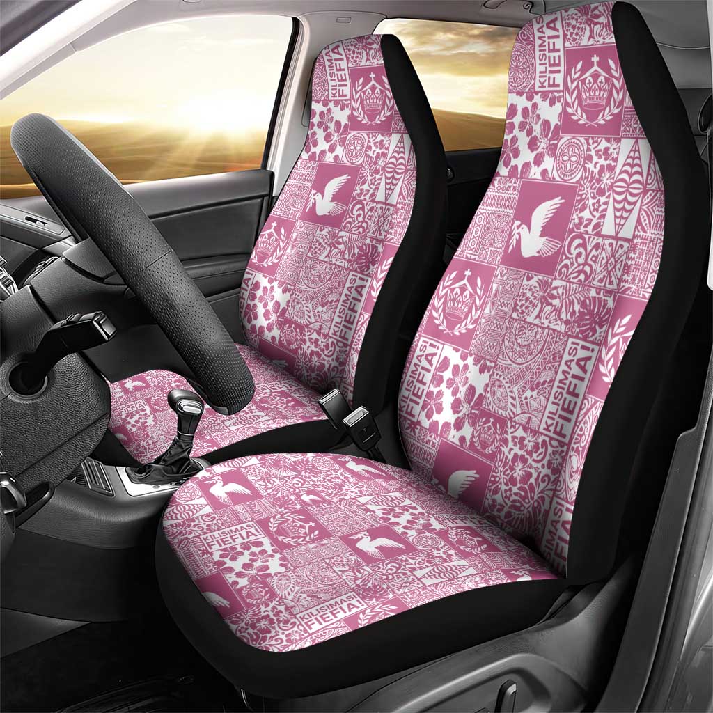 Pink Tonga Kilisimasi Fiefia Car Seat Cover Pacific Patchwork Xmas Vibes - Polynesian Pride