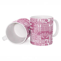 Pink Tonga Kilisimasi Fiefia Ceramic Mug Pacific Patchwork Xmas Vibes - Polynesian Pride