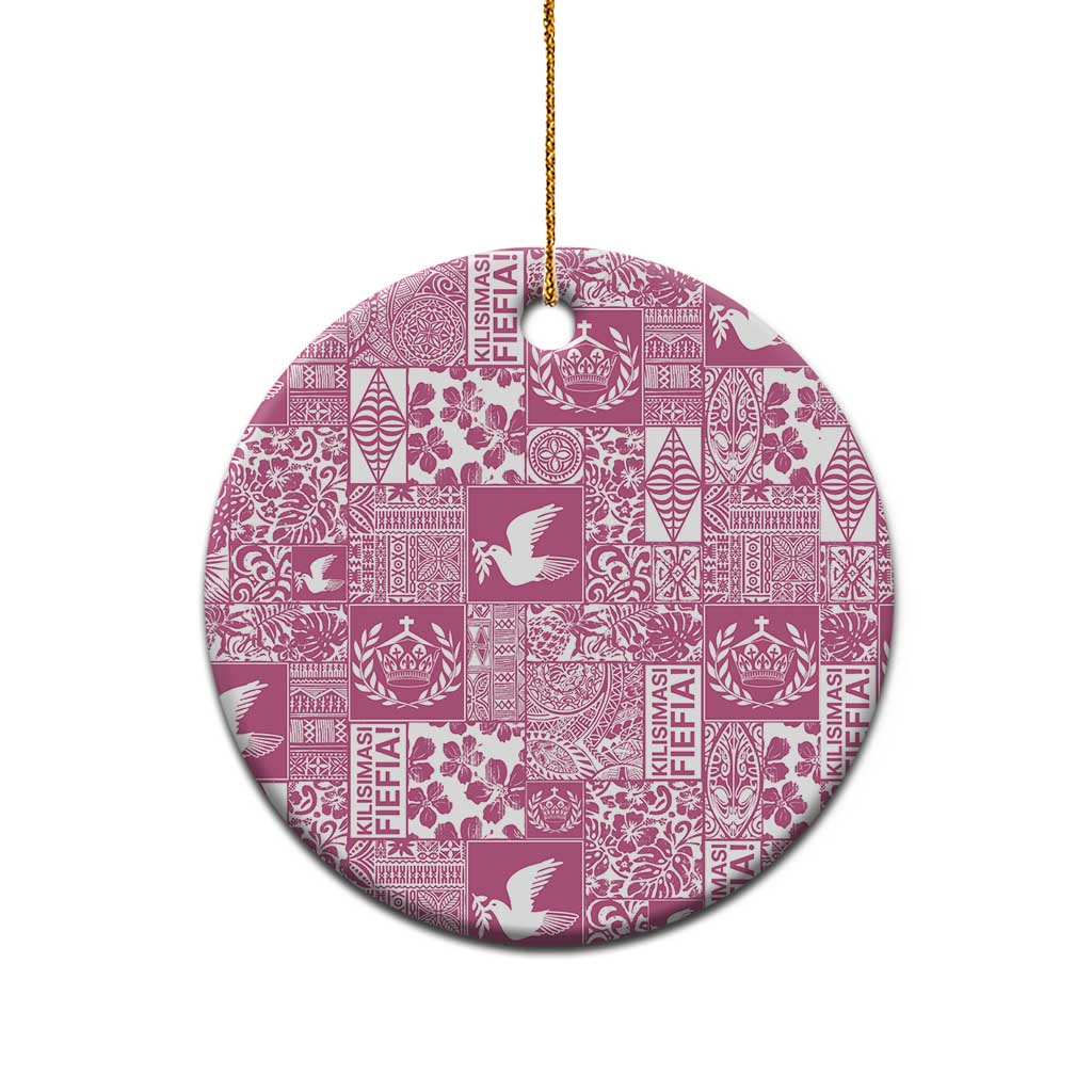 Pink Tonga Kilisimasi Fiefia Ceramic Ornament Pacific Patchwork Xmas Vibes - Polynesian Pride