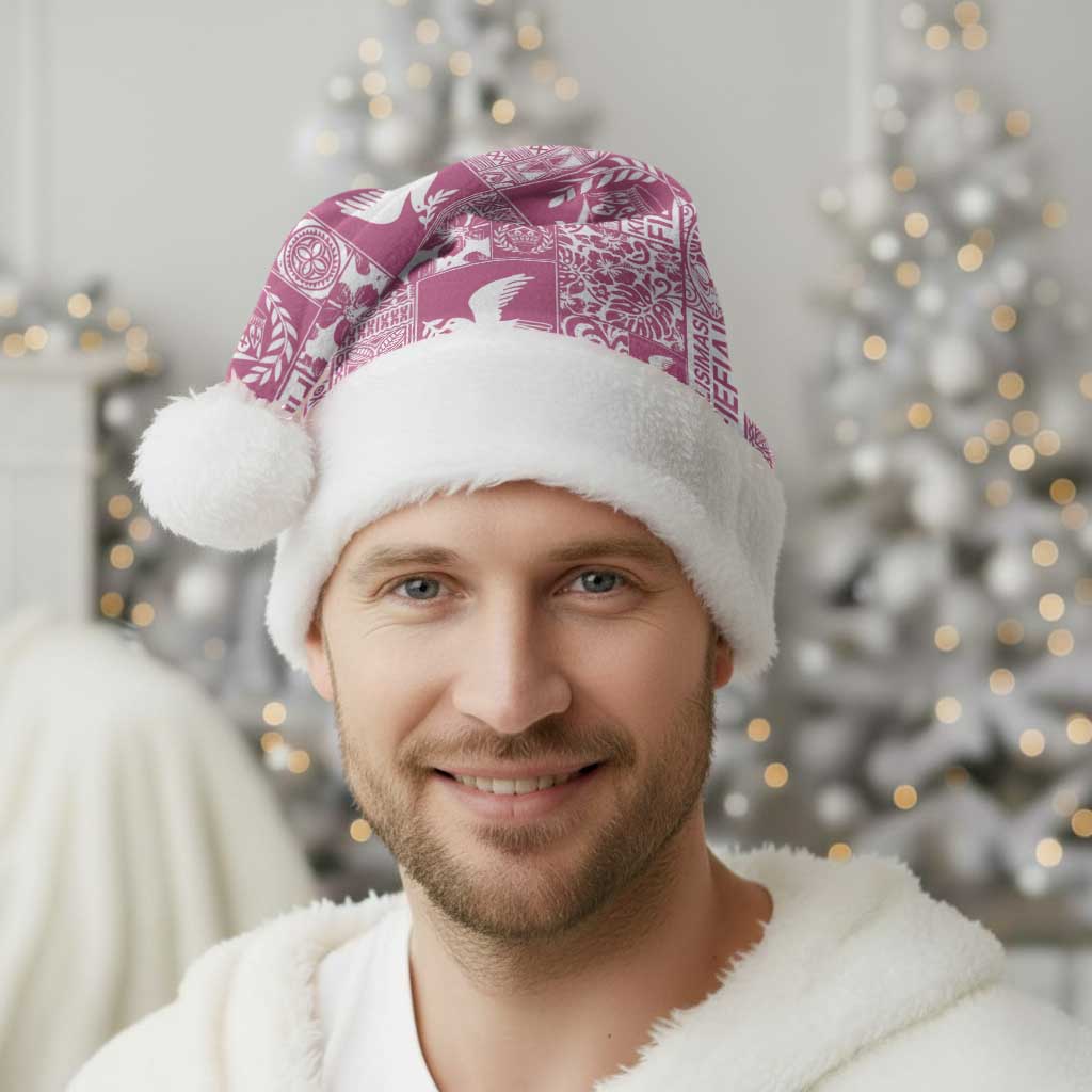 Pink Tonga Kilisimasi Fiefia Christmas Santa Hat Pacific Patchwork Xmas Vibes - Polynesian Pride