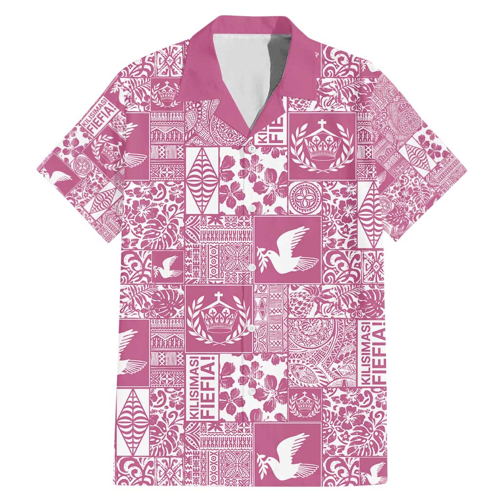 Pink Tonga Kilisimasi Fiefia Family Matching Mermaid Dress and Hawaiian Shirt Pacific Patchwork Xmas Vibes - Polynesian Pride