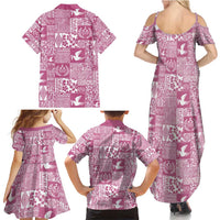 Pink Tonga Kilisimasi Fiefia Family Matching Summer Maxi Dress and Hawaiian Shirt Pacific Patchwork Xmas Vibes - Polynesian Pride