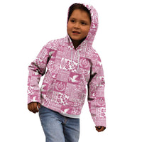 Pink Tonga Kilisimasi Fiefia Kid Hoodie Pacific Patchwork Xmas Vibes - Polynesian Pride