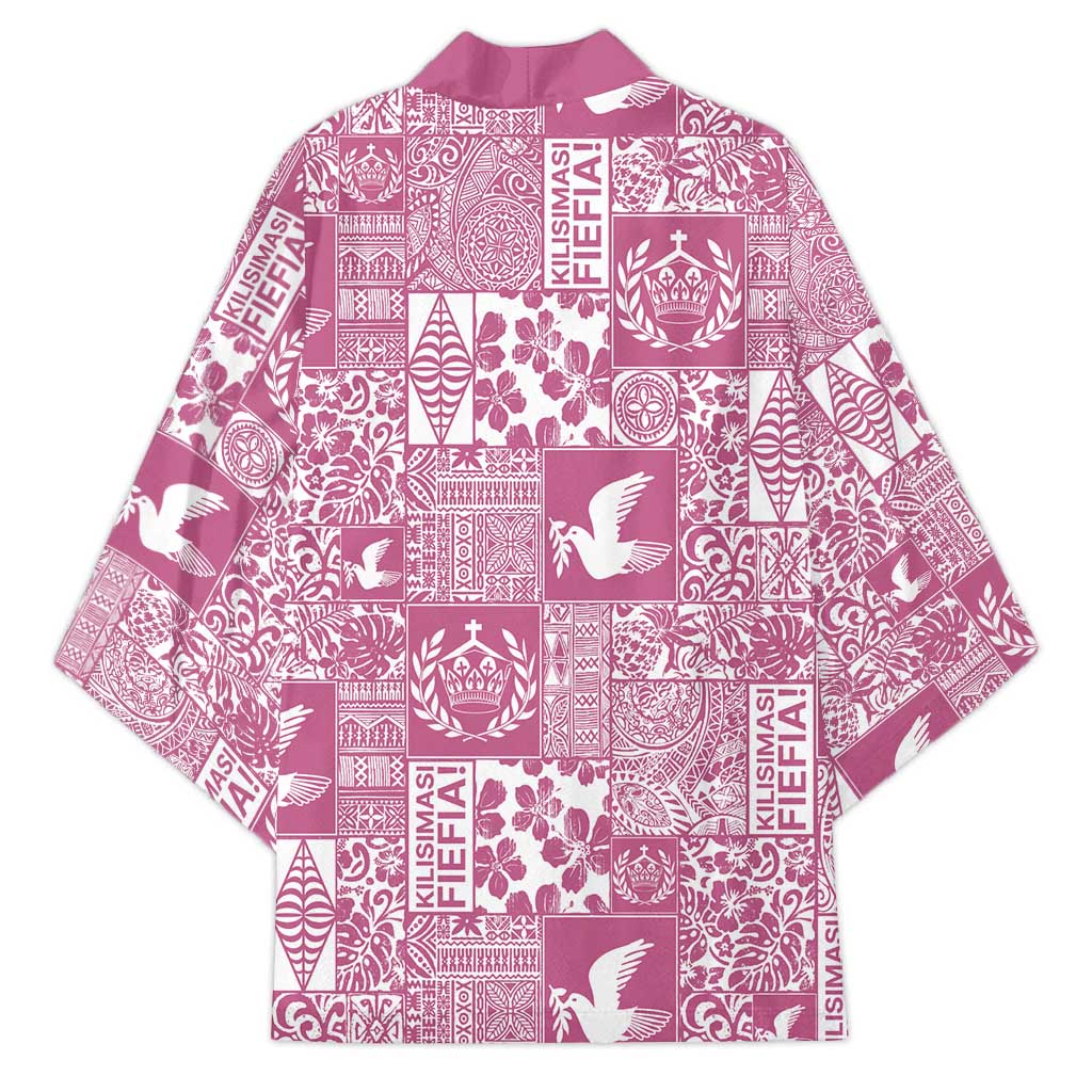 Pink Tonga Kilisimasi Fiefia Kimono Pacific Patchwork Xmas Vibes - Polynesian Pride