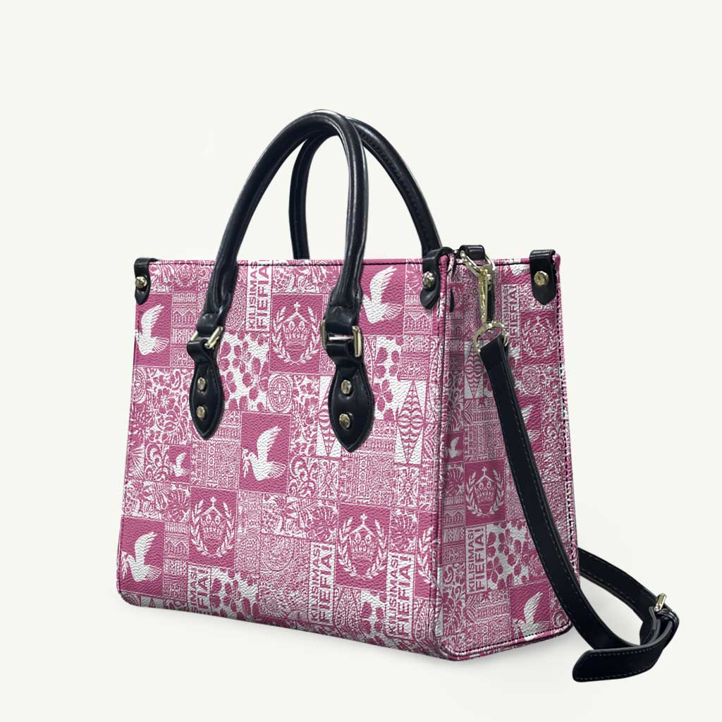 Pink Tonga Kilisimasi Fiefia Leather Bag Pacific Patchwork Xmas Vibes - Polynesian Pride