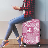 Pink Tonga Kilisimasi Fiefia Luggage Cover Pacific Patchwork Xmas Vibes - Polynesian Pride