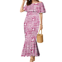 Pink Tonga Kilisimasi Fiefia Mermaid Dress Pacific Patchwork Xmas Vibes - Polynesian Pride