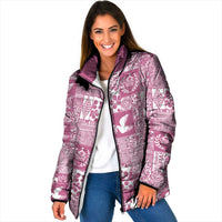 Pink Tonga Kilisimasi Fiefia Padded Jacket Pacific Patchwork Xmas Vibes - Polynesian Pride
