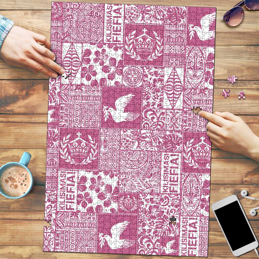 Pink Tonga Kilisimasi Fiefia Puzzle Pacific Patchwork Xmas Vibes - Polynesian Pride