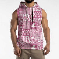 Pink Tonga Kilisimasi Fiefia Sleeveless Hoodie Pacific Patchwork Xmas Vibes - Polynesian Pride