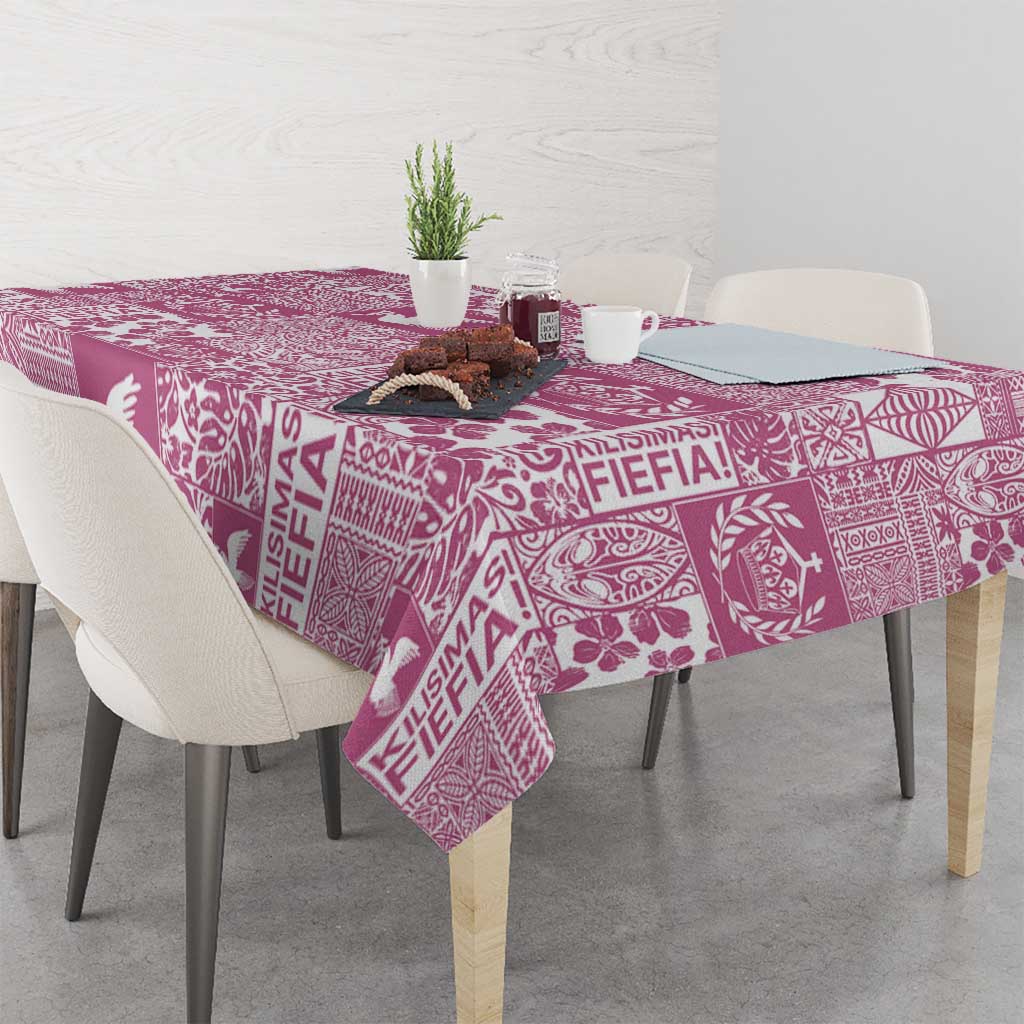 Pink Tonga Kilisimasi Fiefia Tablecloth Pacific Patchwork Xmas Vibes - Polynesian Pride