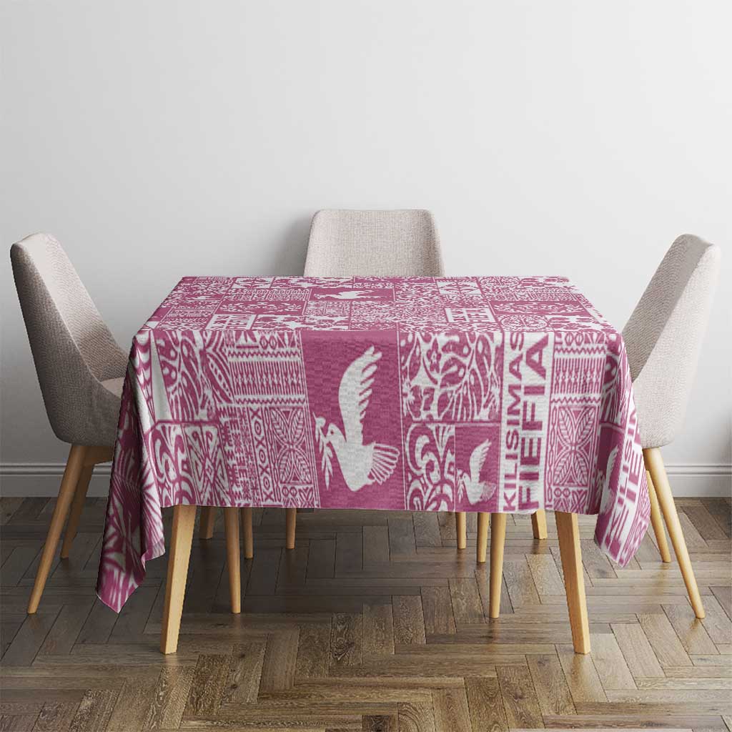 Pink Tonga Kilisimasi Fiefia Tablecloth Pacific Patchwork Xmas Vibes - Polynesian Pride