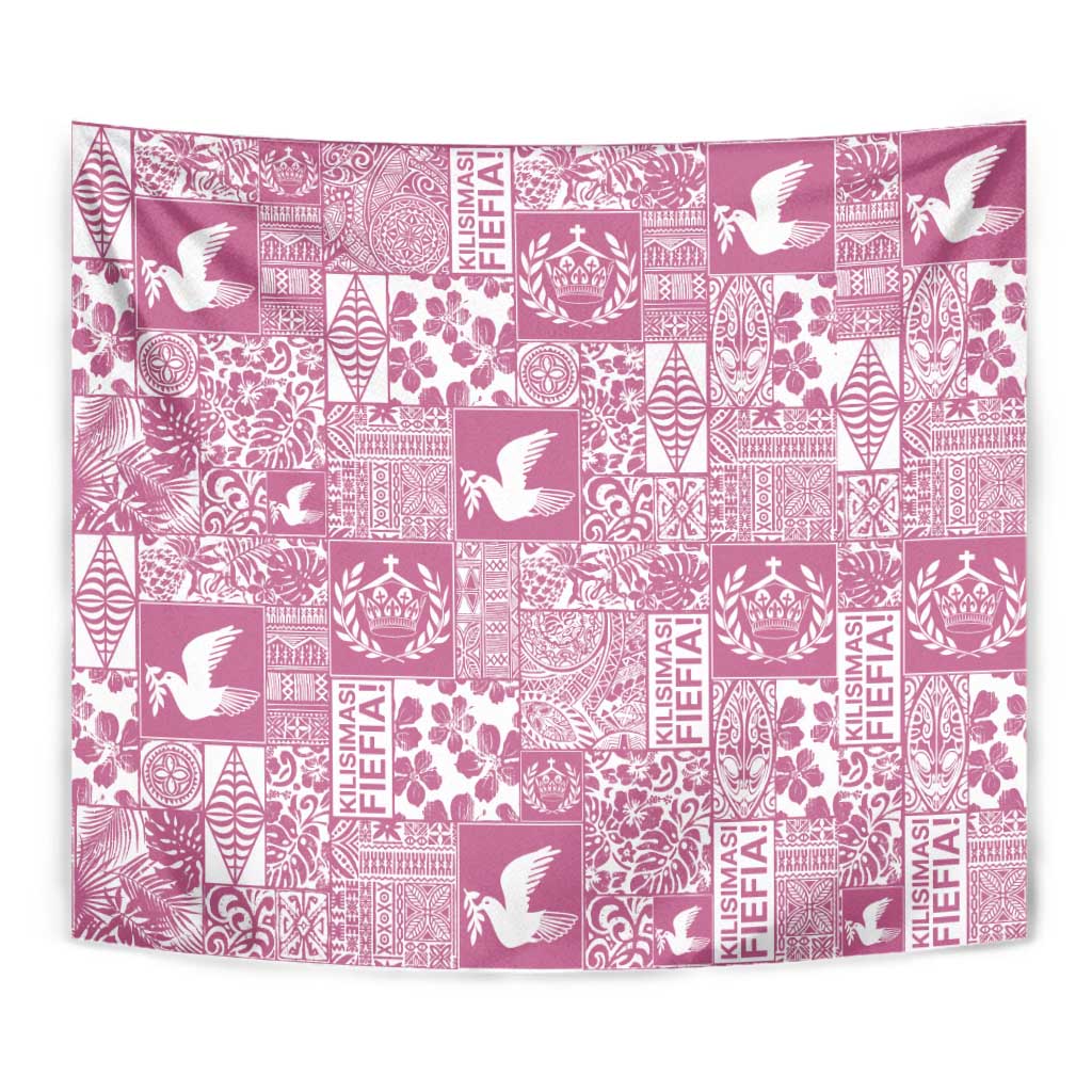 Pink Tonga Kilisimasi Fiefia Tapestry Pacific Patchwork Xmas Vibes - Polynesian Pride