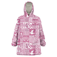 Pink Tonga Kilisimasi Fiefia Wearable Blanket Hoodie Pacific Patchwork Xmas Vibes - Polynesian Pride