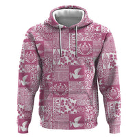 Pink Tonga Kilisimasi Fiefia Zip Hoodie Pacific Patchwork Xmas Vibes - Polynesian Pride