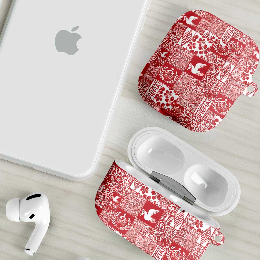 Red Tonga Kilisimasi Fiefia AirPods Case Pacific Patchwork Xmas Vibes - Polynesian Pride
