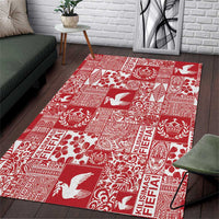 Red Tonga Kilisimasi Fiefia Area Rug Pacific Patchwork Xmas Vibes - Polynesian Pride