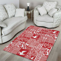 Red Tonga Kilisimasi Fiefia Area Rug Pacific Patchwork Xmas Vibes - Polynesian Pride