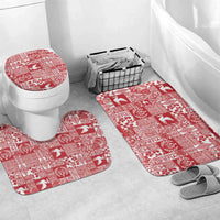 Red Tonga Kilisimasi Fiefia Bathroom Set Pacific Patchwork Xmas Vibes - Polynesian Pride