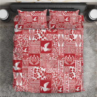 Red Tonga Kilisimasi Fiefia Bedding Set Pacific Patchwork Xmas Vibes - Polynesian Pride