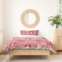 Red Tonga Kilisimasi Fiefia Bedding Set Pacific Patchwork Xmas Vibes - Polynesian Pride