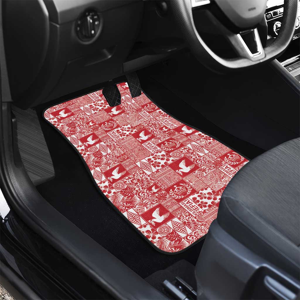 Red Tonga Kilisimasi Fiefia Car Mats Pacific Patchwork Xmas Vibes - Polynesian Pride