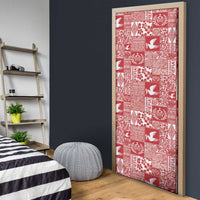 Red Tonga Kilisimasi Fiefia Door Cover Pacific Patchwork Xmas Vibes - Polynesian Pride