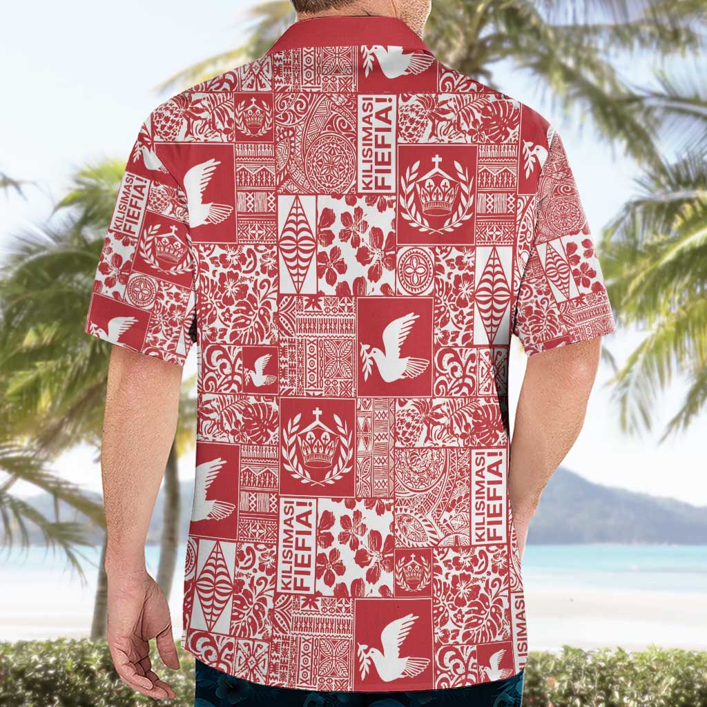 Red Tonga Kilisimasi Fiefia Hawaiian Shirt Pacific Patchwork Xmas Vibes - Polynesian Pride