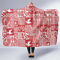 Red Tonga Kilisimasi Fiefia Hooded Blanket Pacific Patchwork Xmas Vibes - Polynesian Pride
