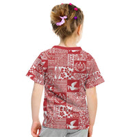 Red Tonga Kilisimasi Fiefia Kid T Shirt Pacific Patchwork Xmas Vibes - Polynesian Pride