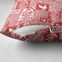 Red Tonga Kilisimasi Fiefia Pillow Cover Pacific Patchwork Xmas Vibes - Polynesian Pride