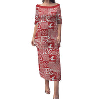 Red Tonga Kilisimasi Fiefia Puletasi Pacific Patchwork Xmas Vibes - Polynesian Pride