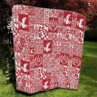 Red Tonga Kilisimasi Fiefia Quilt Pacific Patchwork Xmas Vibes - Polynesian Pride