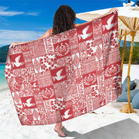 Red Tonga Kilisimasi Fiefia Sarong Pacific Patchwork Xmas Vibes - Polynesian Pride