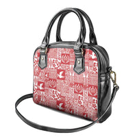 Red Tonga Kilisimasi Fiefia Shoulder Handbag Pacific Patchwork Xmas Vibes - Polynesian Pride