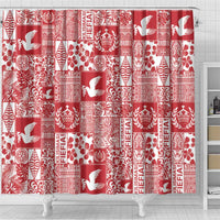 Red Tonga Kilisimasi Fiefia Shower Curtain Pacific Patchwork Xmas Vibes - Polynesian Pride