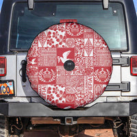 Red Tonga Kilisimasi Fiefia Spare Tire Cover Pacific Patchwork Xmas Vibes - Polynesian Pride