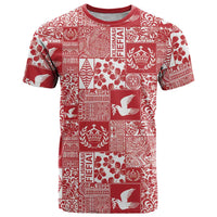 Red Tonga Kilisimasi Fiefia T Shirt Pacific Patchwork Xmas Vibes - Polynesian Pride