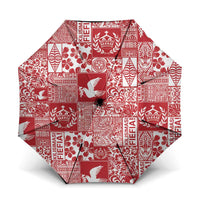 Red Tonga Kilisimasi Fiefia Umbrella Pacific Patchwork Xmas Vibes - Polynesian Pride