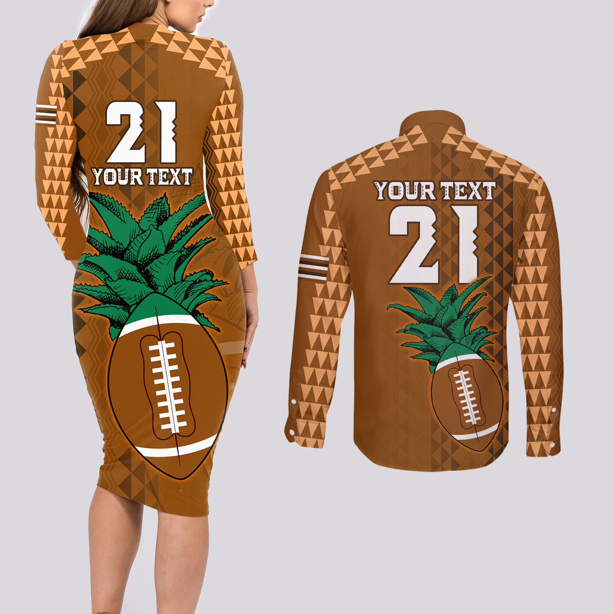 Custom Hawaii Honolulu Bowl Couples Matching Long Sleeve Bodycon Dress and Long Sleeve Button Shirt With Kakau Tribal Pattern LT9 - Polynesian Pride