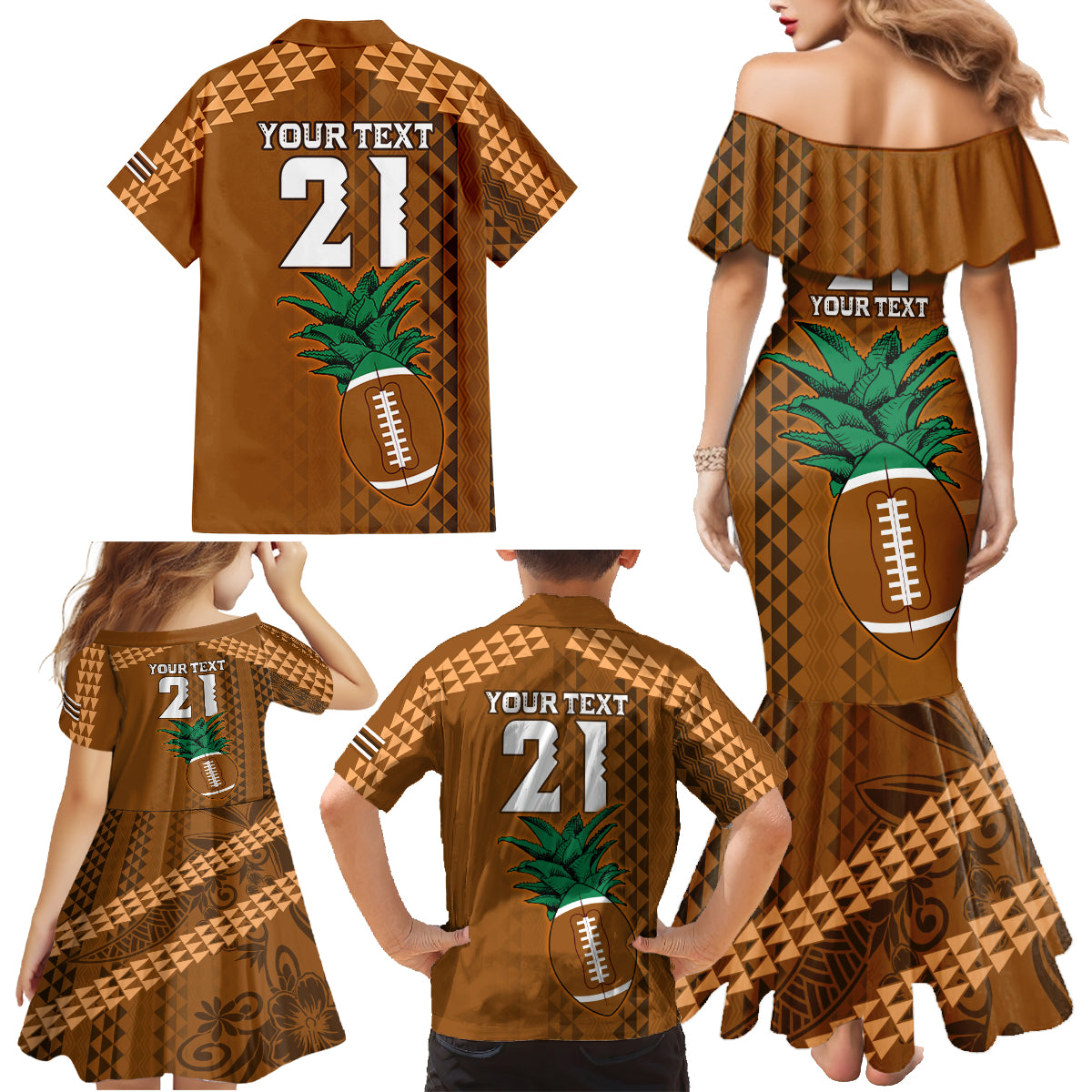 Custom Hawaii Honolulu Bowl Family Matching Mermaid Dress and Hawaiian Shirt With Kakau Tribal Pattern LT9 - Polynesian Pride