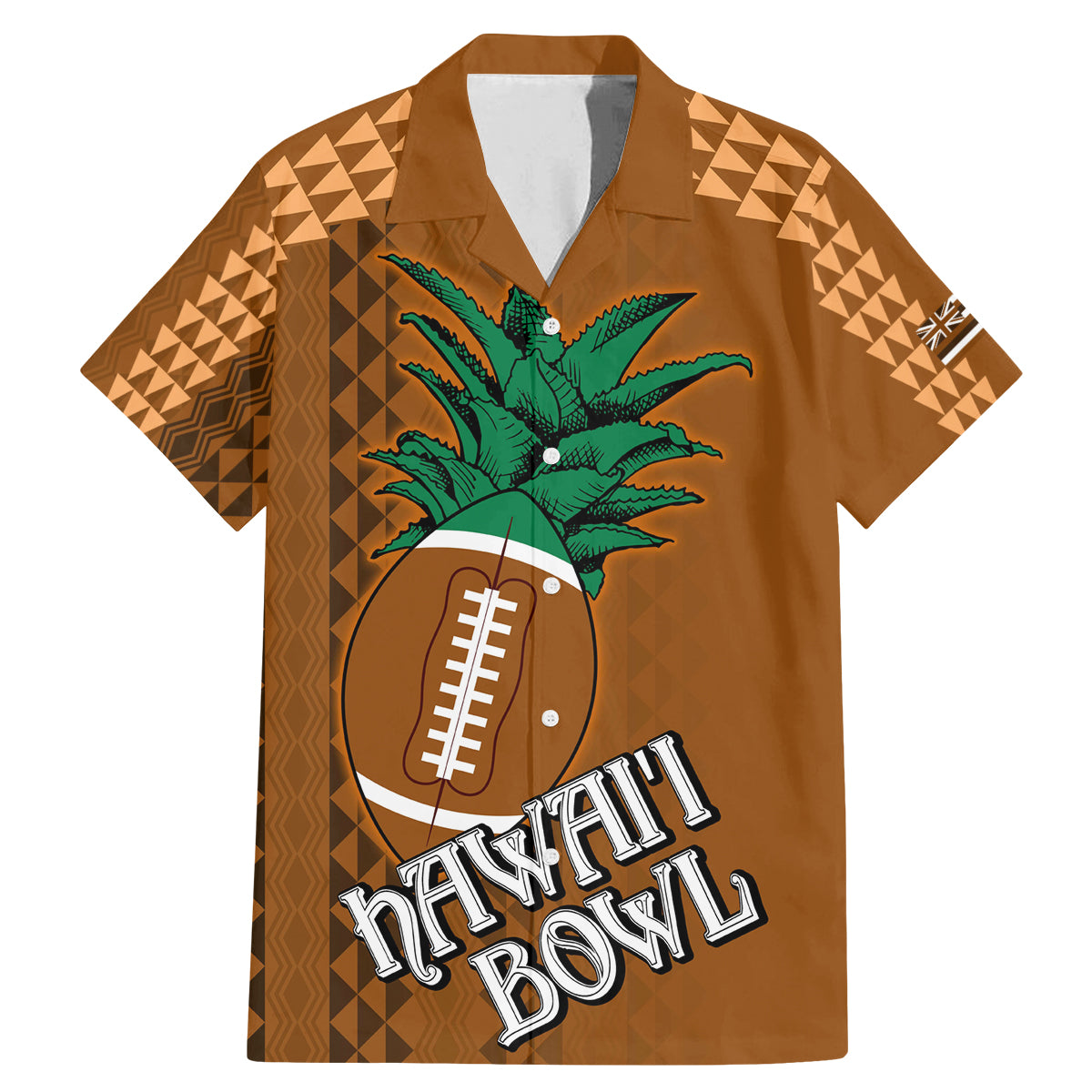 Custom Hawaii Honolulu Bowl Family Matching Mermaid Dress and Hawaiian Shirt With Kakau Tribal Pattern LT9 Dad's Shirt - Short Sleeve Brown - Polynesian Pride