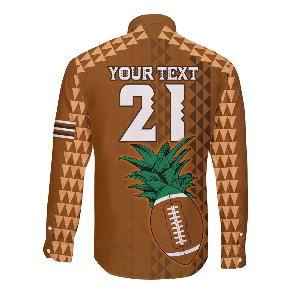 Custom Hawaii Honolulu Bowl Long Sleeve Button Shirt With Kakau Tribal Pattern LT9 - Polynesian Pride